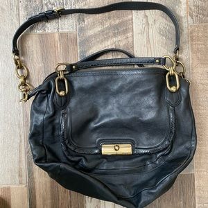 Large black Coach saddle bag